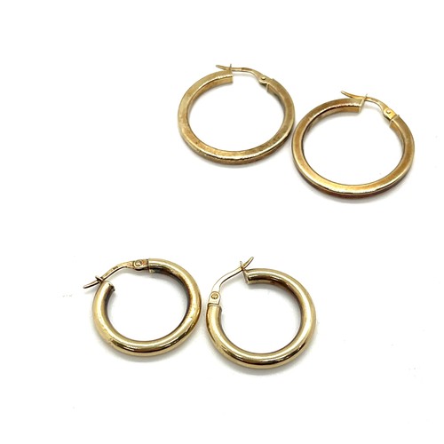 486 - 2 pairs of ladies 9ct gold hoop earrings, total overall weight 3.2g