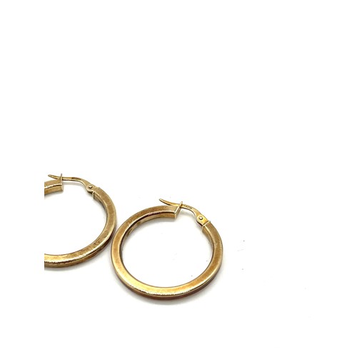 486 - 2 pairs of ladies 9ct gold hoop earrings, total overall weight 3.2g