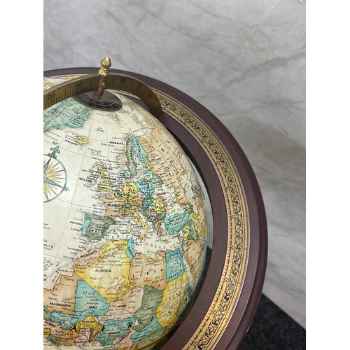 312 - Globe on mahogany and brass stand in lovely condition overall height 38 inches tall