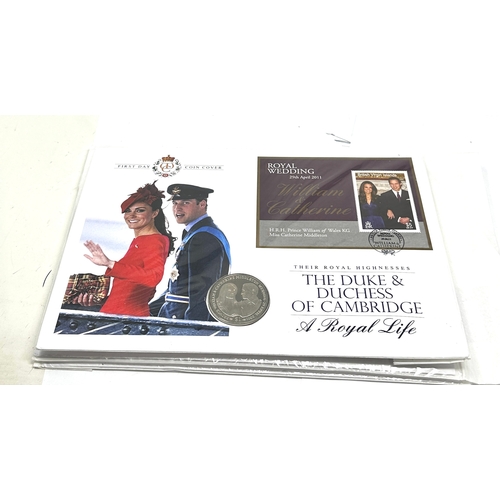 461 - 3 william & kate royal wedding first day coin cover original sealed packaging