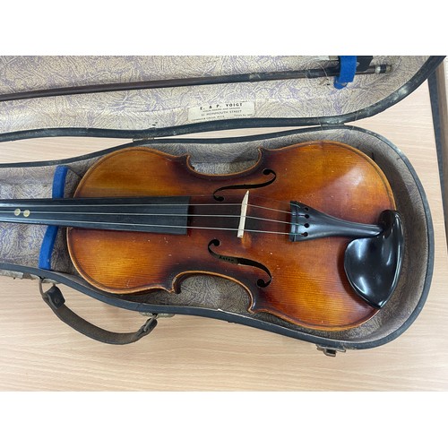 128A - Cased Anton Schaefer violin with bow