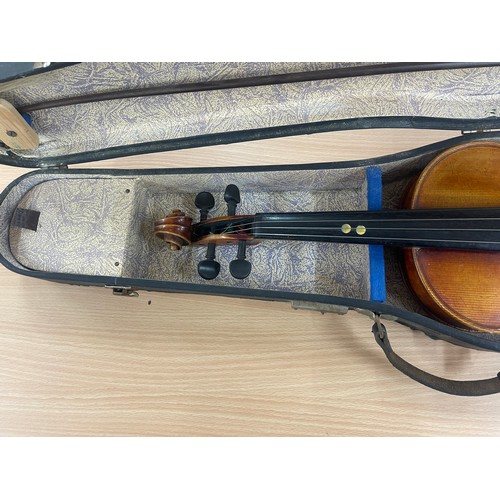 128A - Cased Anton Schaefer violin with bow