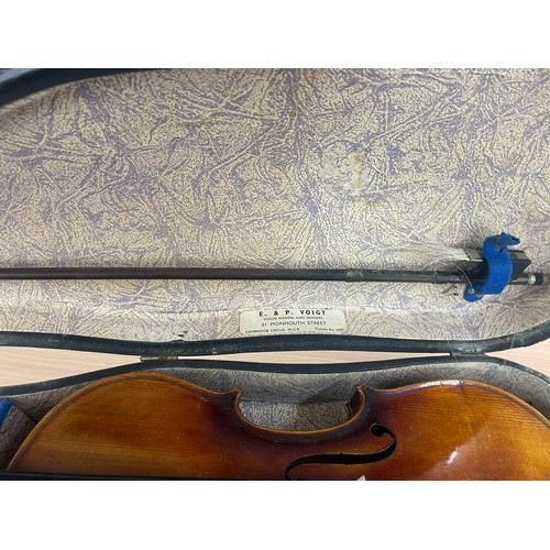 128A - Cased Anton Schaefer violin with bow