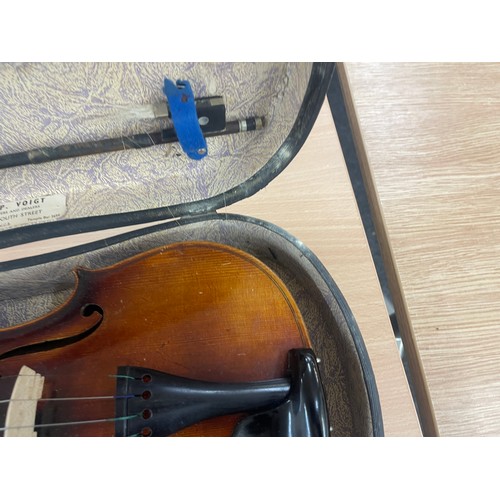 128A - Cased Anton Schaefer violin with bow