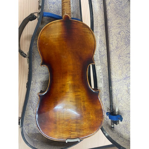 128A - Cased Anton Schaefer violin with bow