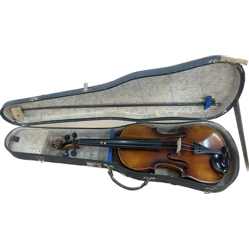 128A - Cased Anton Schaefer violin with bow