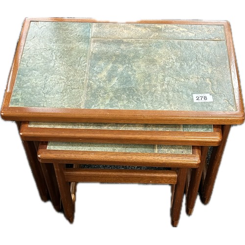 278 - Vintage tile topped nest of 3 tables