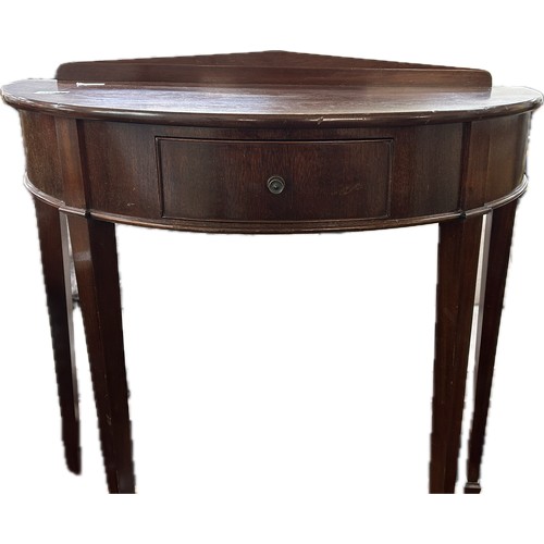 280 - 1 drawer half moon hall table measures approximately 32 inches tall 31 wide 15 inches depth