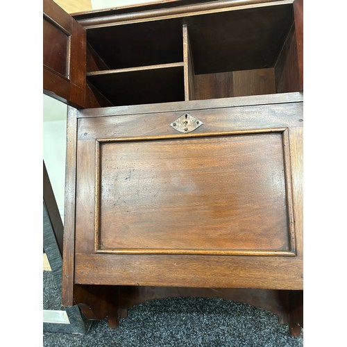 296 - Wall hanging mahogany cabinet measures 31 inches tall 21 inches wide 12 inches depth