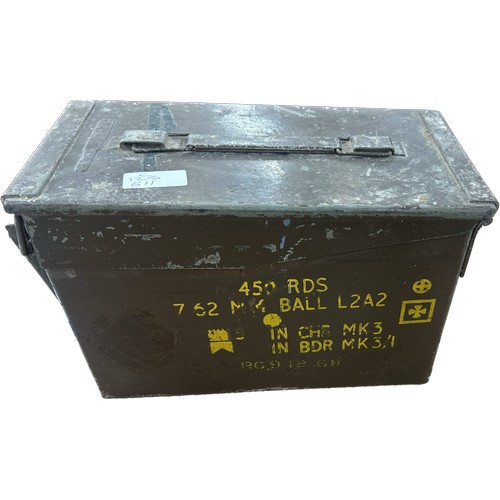 57 - 7.62 ammo box possibly 70's/80's measures approx 8 inches tall by 11 inches wide