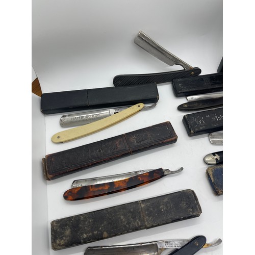 462 - Selection of 7 cased cut throat razors