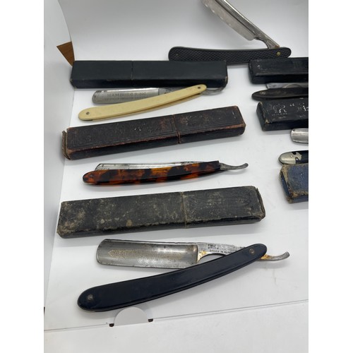 462 - Selection of 7 cased cut throat razors