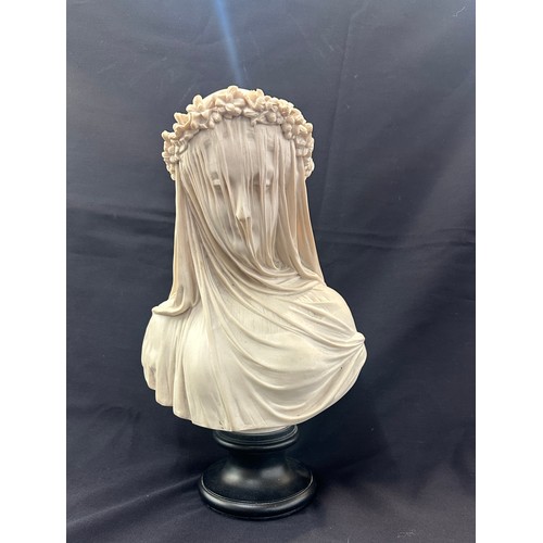 70 - Giannelli Mary bust figure on onyx stand, 9 inches tall