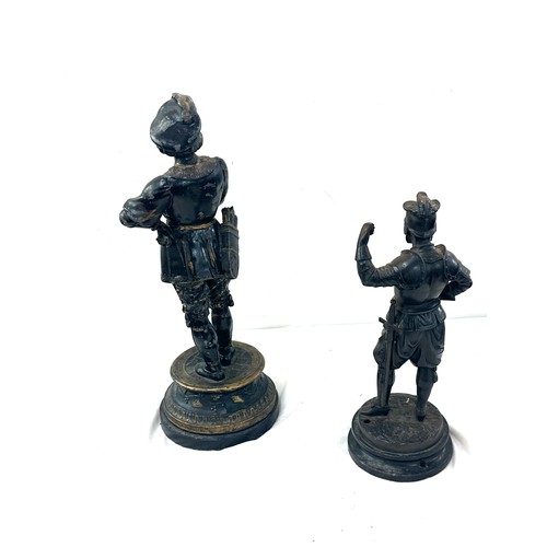 61 - 2 heavy statues, depicting a knight and Robin hood, tallest measures approximately: 16 inches