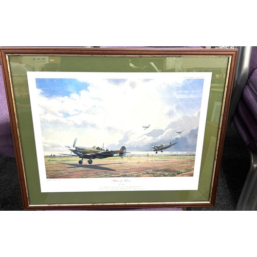 99B - Framed aircraft print, signed 