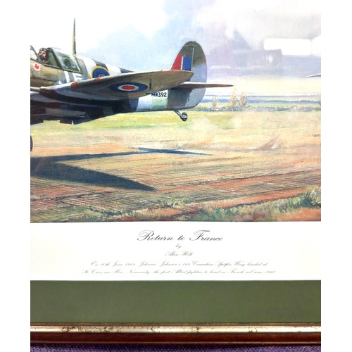 99B - Framed aircraft print, signed 