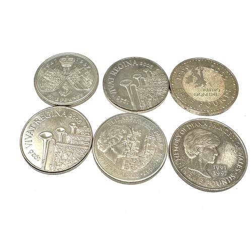 420 - 6 collectors five pound coins