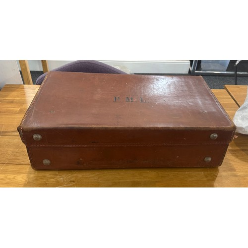 149 - Vintage Pottersons leather suitcase