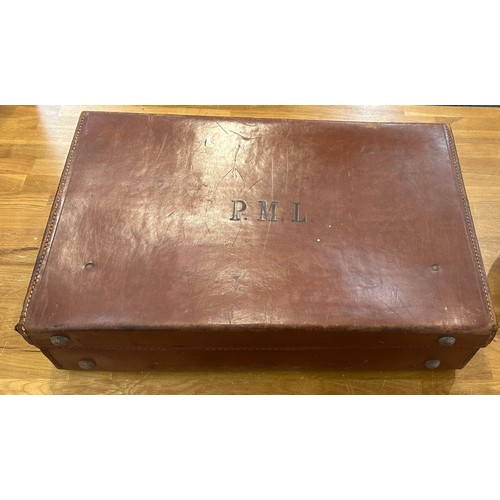 149 - Vintage Pottersons leather suitcase