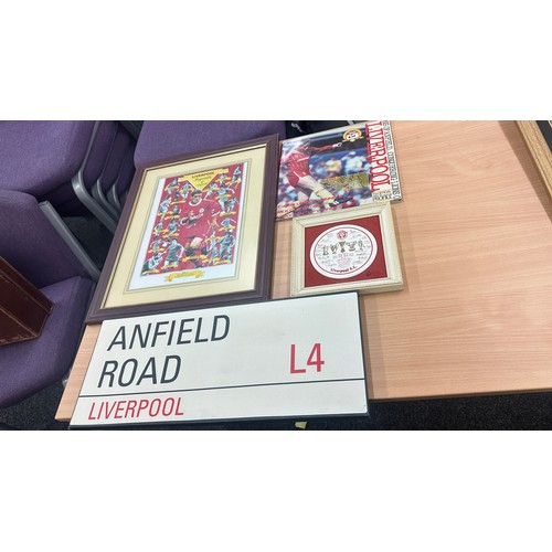 241 - Selection of Liverpool football memorabilia to include canvas etc