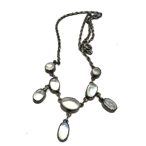 82 - Vintage Moonstone Sterling Silver Lavalier Pendant Necklace