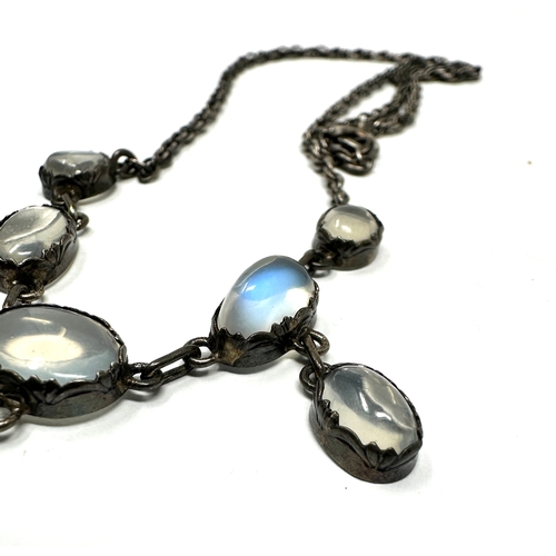 82 - Vintage Moonstone Sterling Silver Lavalier Pendant Necklace