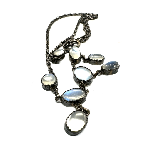 82 - Vintage Moonstone Sterling Silver Lavalier Pendant Necklace