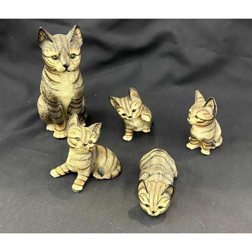 71 - Selection of vintage pottery cat figures marked HK