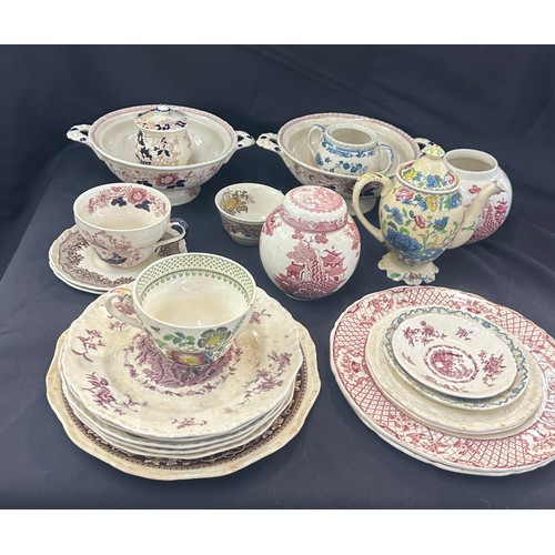 177 - Selection of vintage Masons pottery to include teapot, plates, bowls,  ginger jars etc