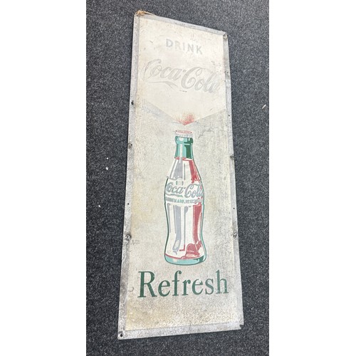 8 - Vintage tall enamel Coca cola sign, approximate measurements Height 54 inches, Width 18 inches