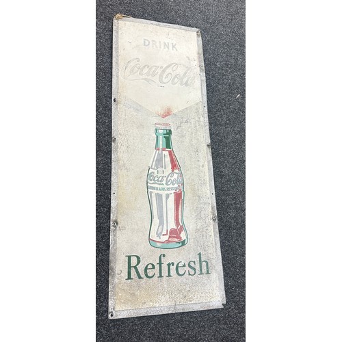 8 - Vintage tall enamel Coca cola sign, approximate measurements Height 54 inches, Width 18 inches