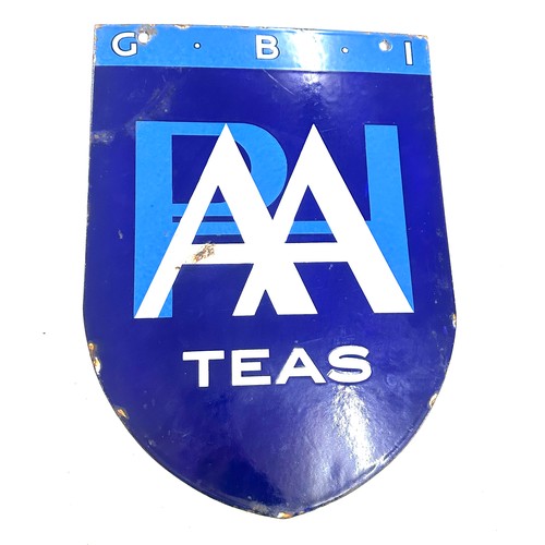 3 - Vintage double-sided hanging advertising signs for 'G.B.I tea, approximate measurements: Height 19 i... 