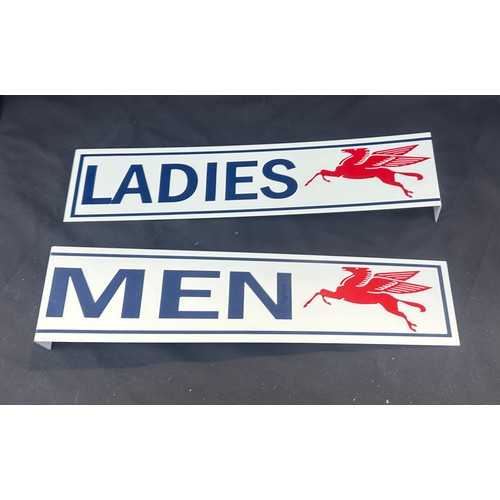 8A - Vintage enamel mens and ladies wall hanging signs, Height 4 inches, Width 18 inches