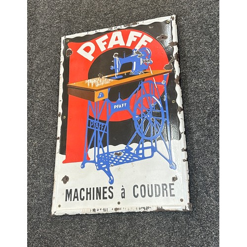 7 - Vintage enamel Pfaff machines a Coudre advertising sign, approximate measurements: Height 35 inches,... 