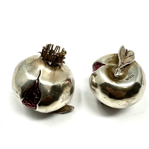 12 - 2 hallmarked 830 silver pomegranate models largest measures approx height 5cm by 5.2m wide