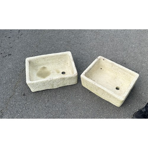 100R - Pair of concrete sinks measures approx 6.5 inches tall by 17 inches wide and 13 deep