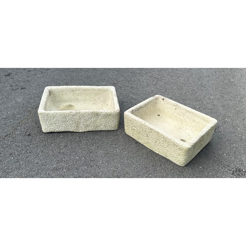 100R - Pair of concrete sinks measures approx 6.5 inches tall by 17 inches wide and 13 deep