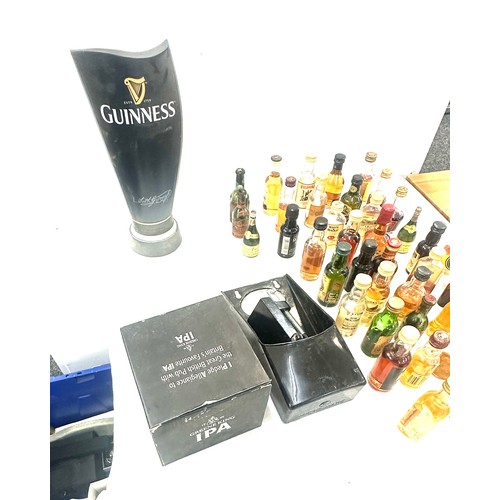 230 - Selection of miniature alcohol bottles along with a Guiness beer pump and other