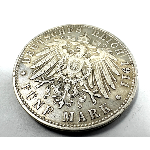 434 - Germany - FÜNF 5 MARK 1911 D BAYERN silver coin