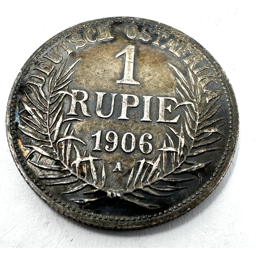 435 - 1906 A German East Africa 1 Rupee Rupie Wilhelm II Silver Coin