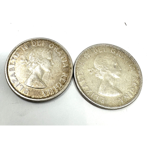 440 - 2 1962 & 1959 Canada Elizabeth II One Dollar coins 0.800 Silver