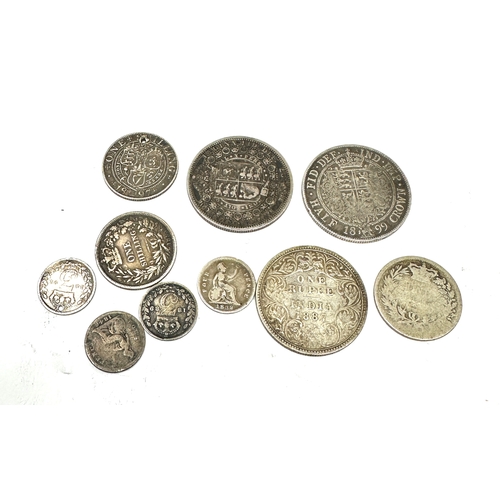 442 - selection of victorian silver coins inc half crowns shilling 3 pence coins etc