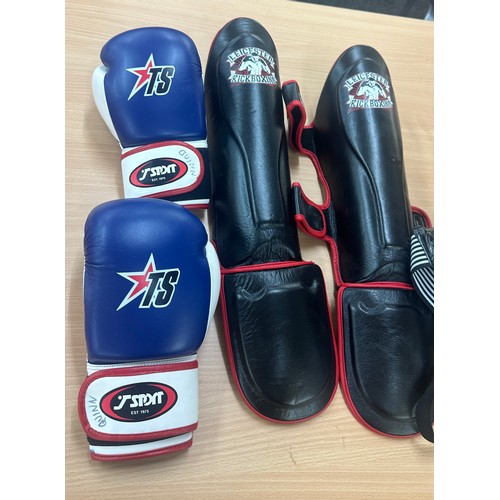 161 - Large selection of kick boxing gloves and knee pads