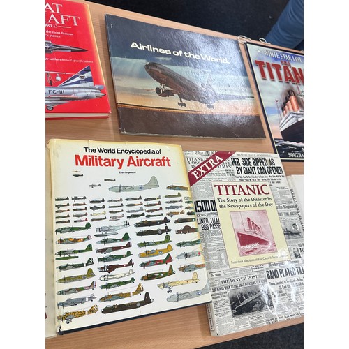 222 - Selection of assorted books includes Titanic, Airlines of the world, dream cars etc