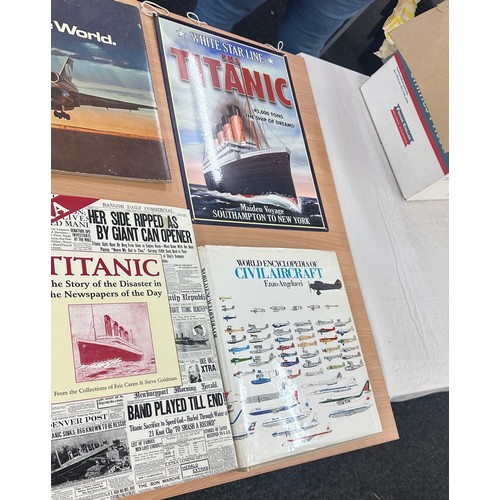 222 - Selection of assorted books includes Titanic, Airlines of the world, dream cars etc