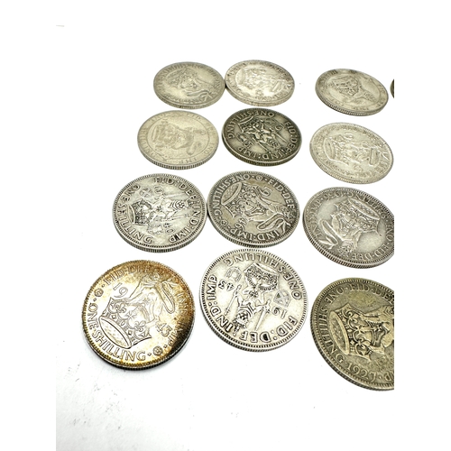 445 - selection of 20 silver shillings