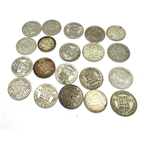 446 - selection of 20 silver sixpences