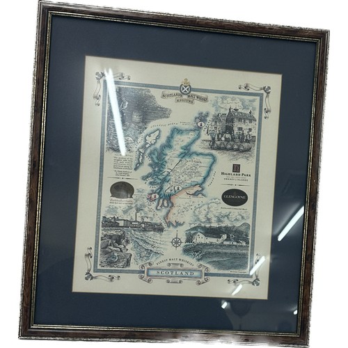 12 - Framed highland park map of Scotland measures approximately 18 inches 16 inches wide