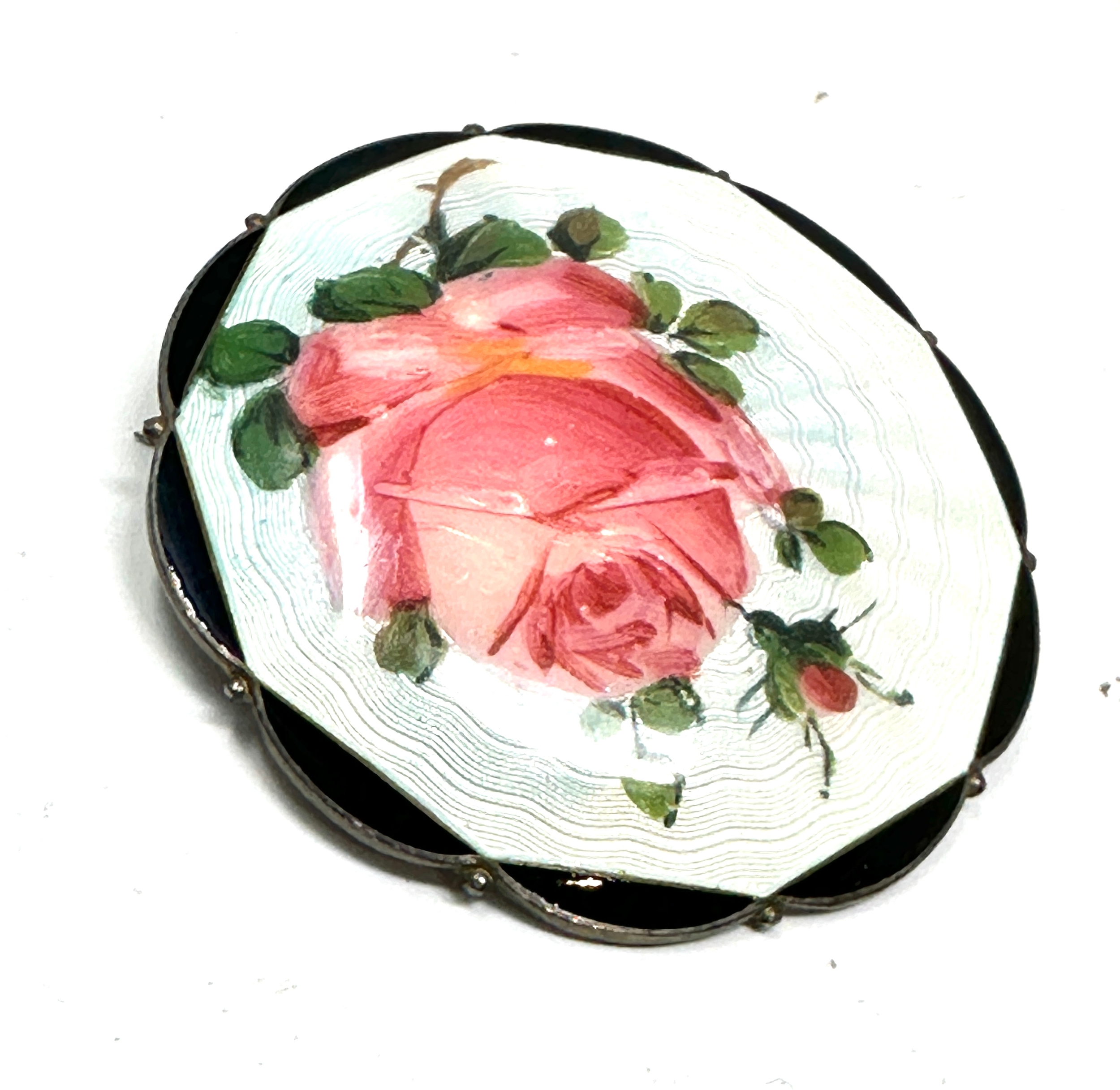 Broche Argent & émail HJORTDAHL Norway - Style Scandinave - Occasion Parfait état