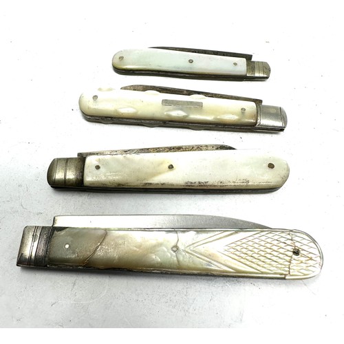 68 - 4 x .925 sterling mop fruit knives